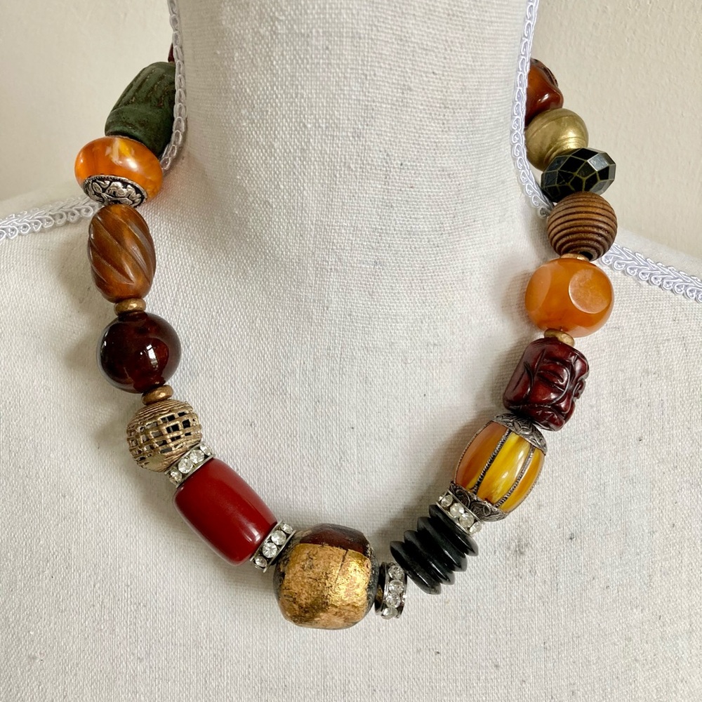 Pia (Tagged) Chunky Exotic Bead Necklace 20 1/2”